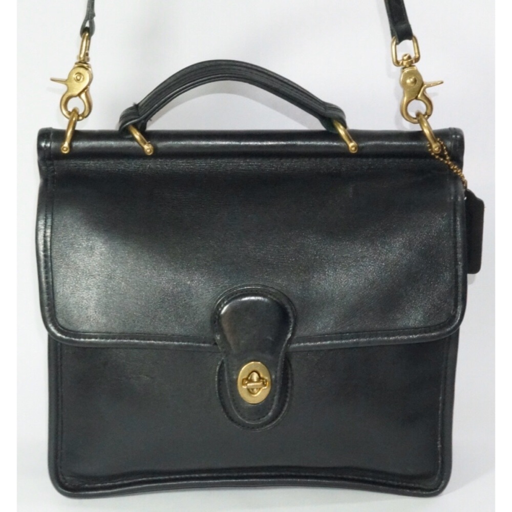 Coach Crossbody Handbag Vintage Black Leather - Picture 1 of 8